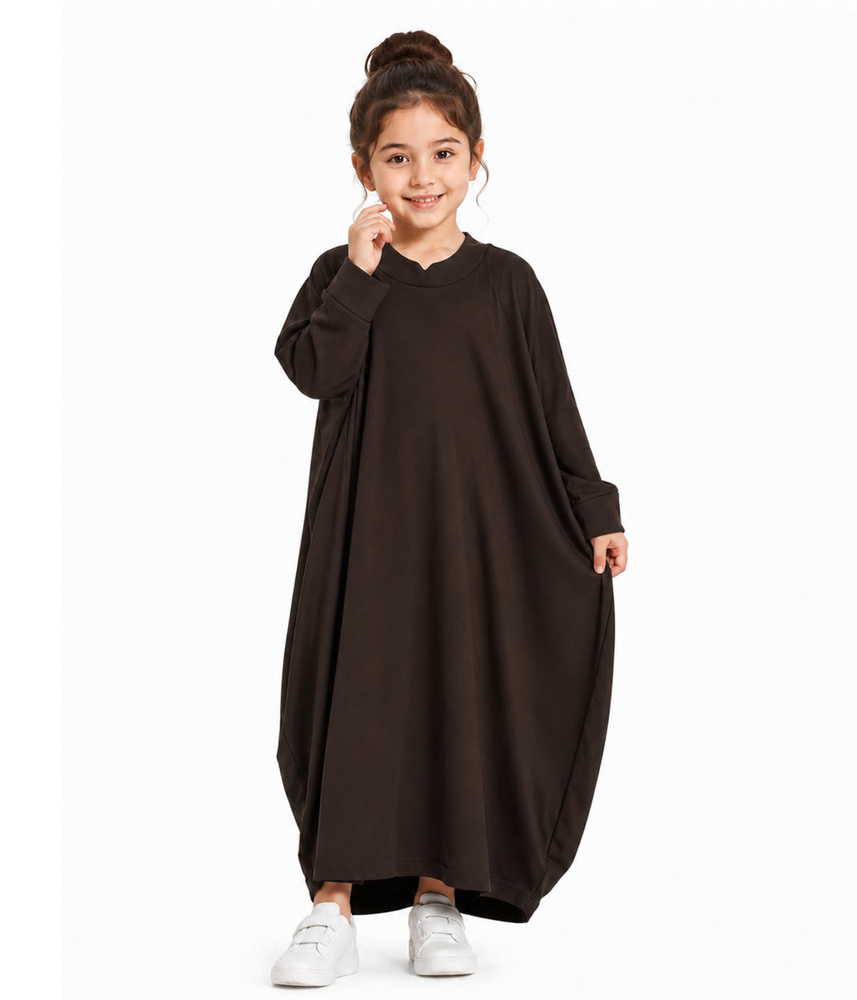 Little Mehariya Kids Lycra Abaya for Girls – Modest Batwing Sleeve Dress