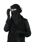 Naila Black Niqab with Elegant Beaded Triangle Embroidery & Headband |