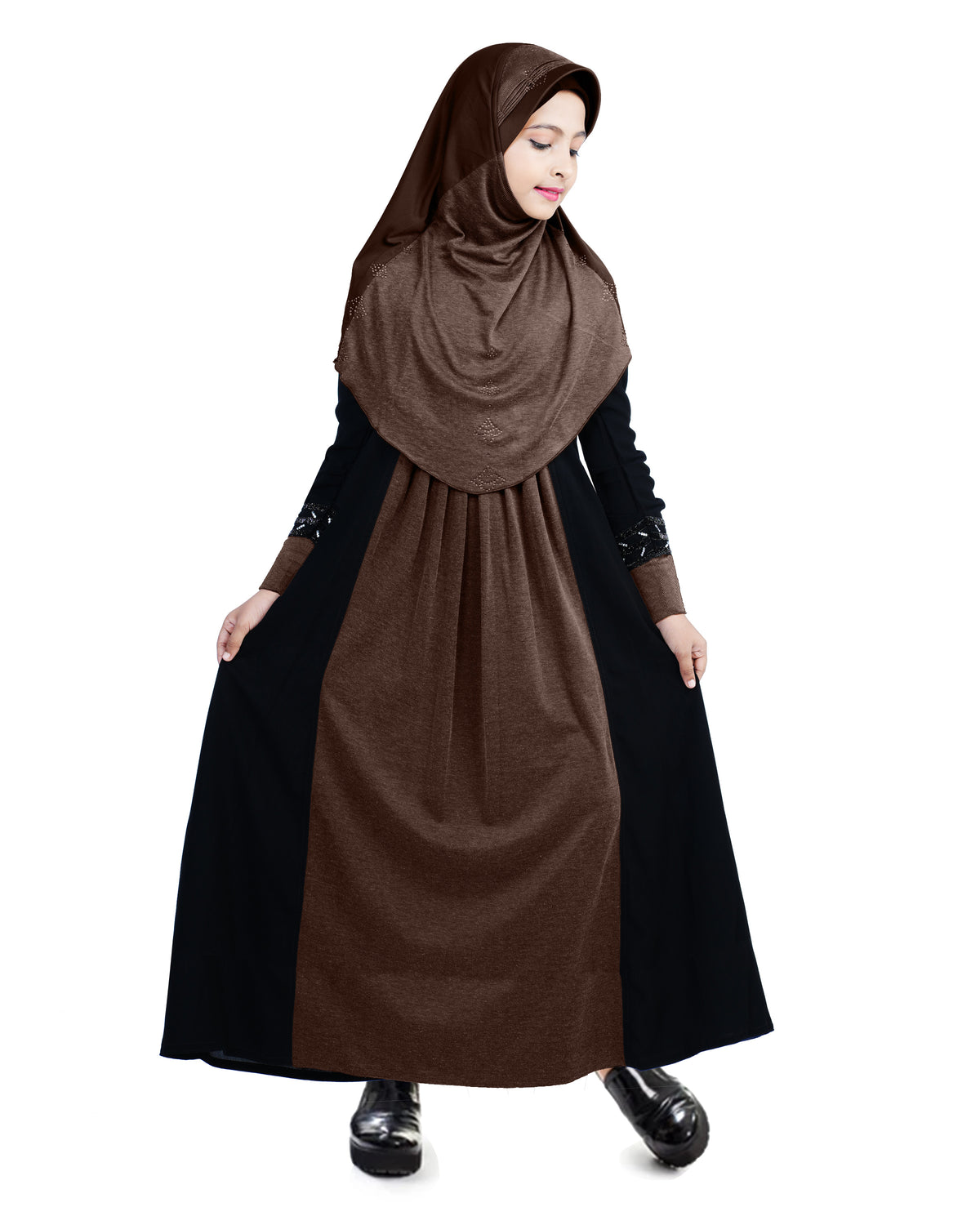Mehar Hijab Girls's Stylish Look Dual fabric Raima Girls Abaya