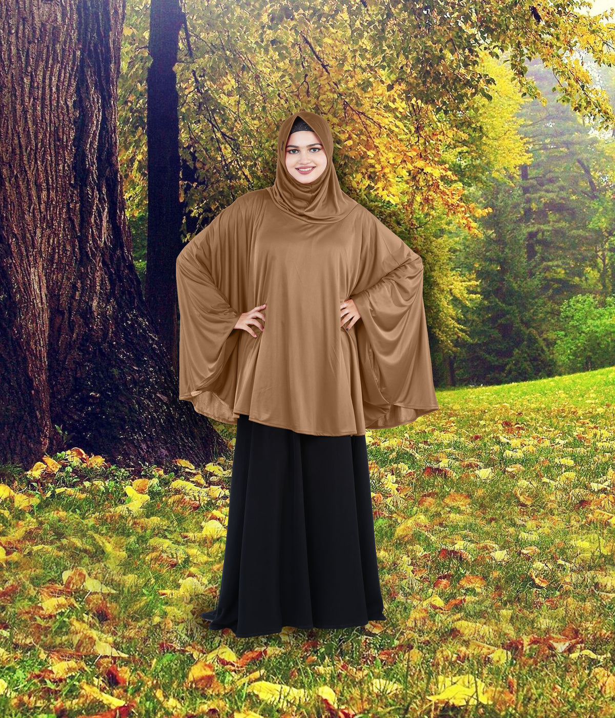 Women's Stylish Soft Rich Polyester Fabric Hanana Sleeve Hijab F Size