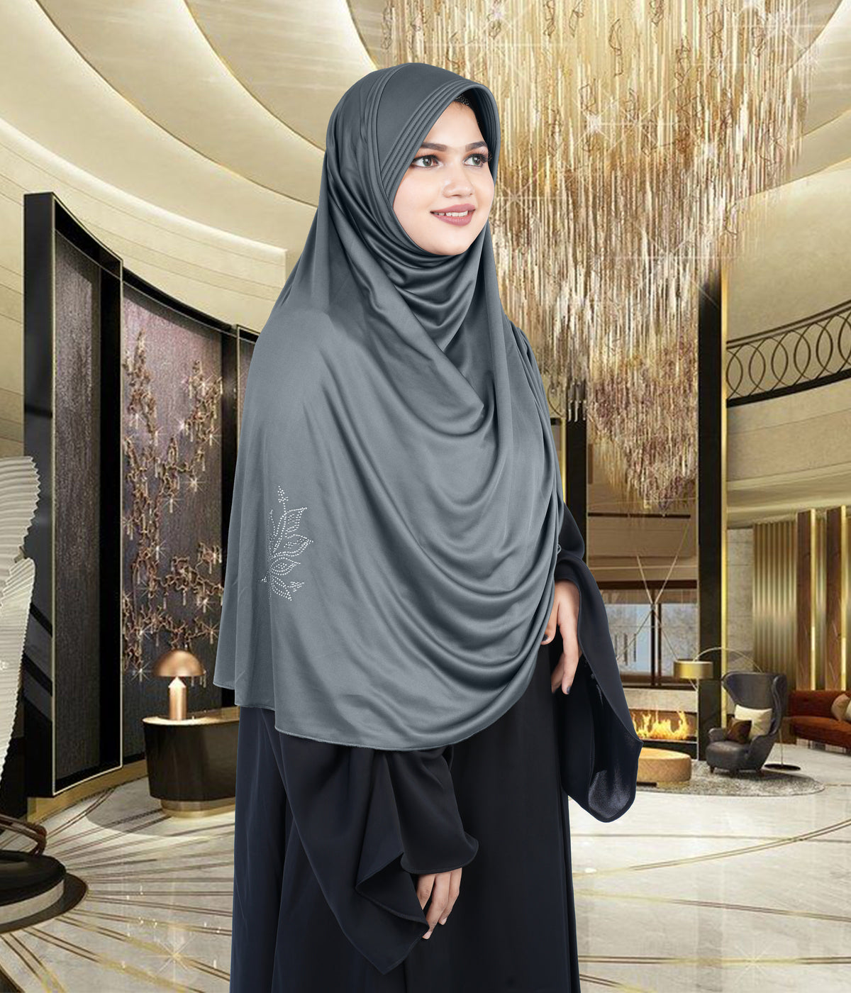 Mehar Hijab's Glamour in Modesty Fazluna Sigle side Frill Hijab XL