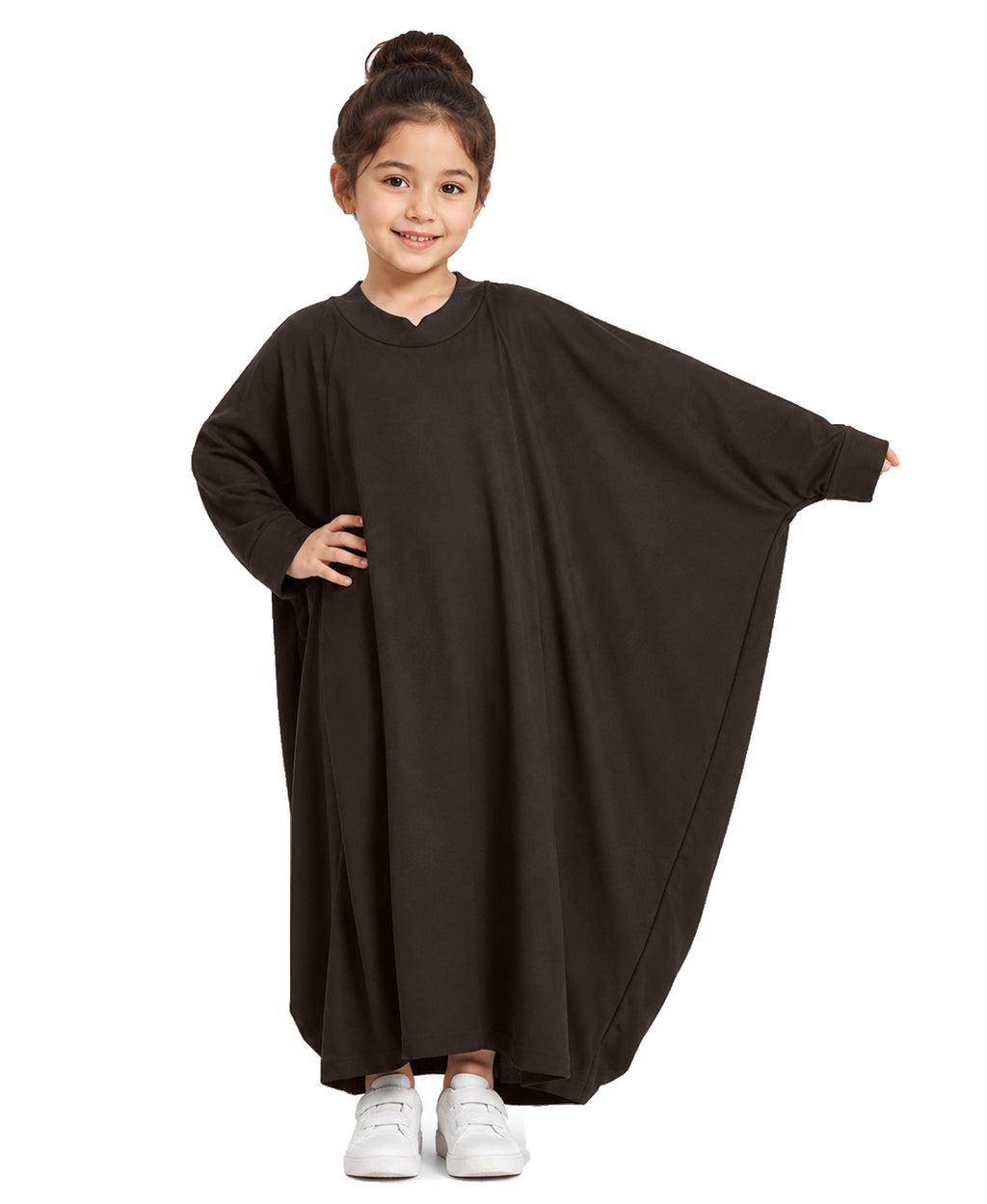 Little Mehariya Kids Lycra Abaya for Girls – Modest Batwing Sleeve Dress