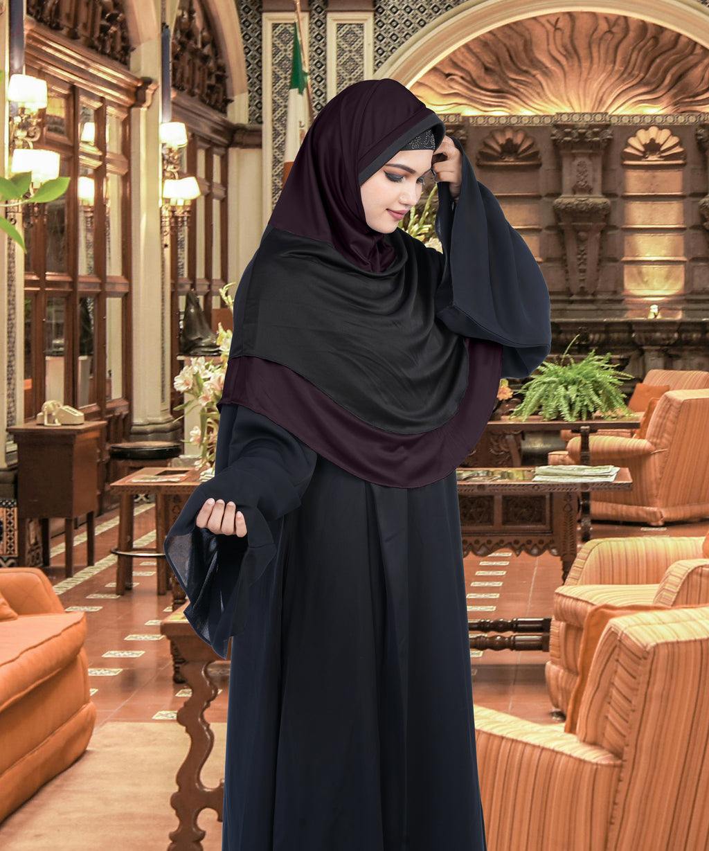 Mehar Dual-Tone Layered Elegance-Coverage-Comfort Razia Hijab