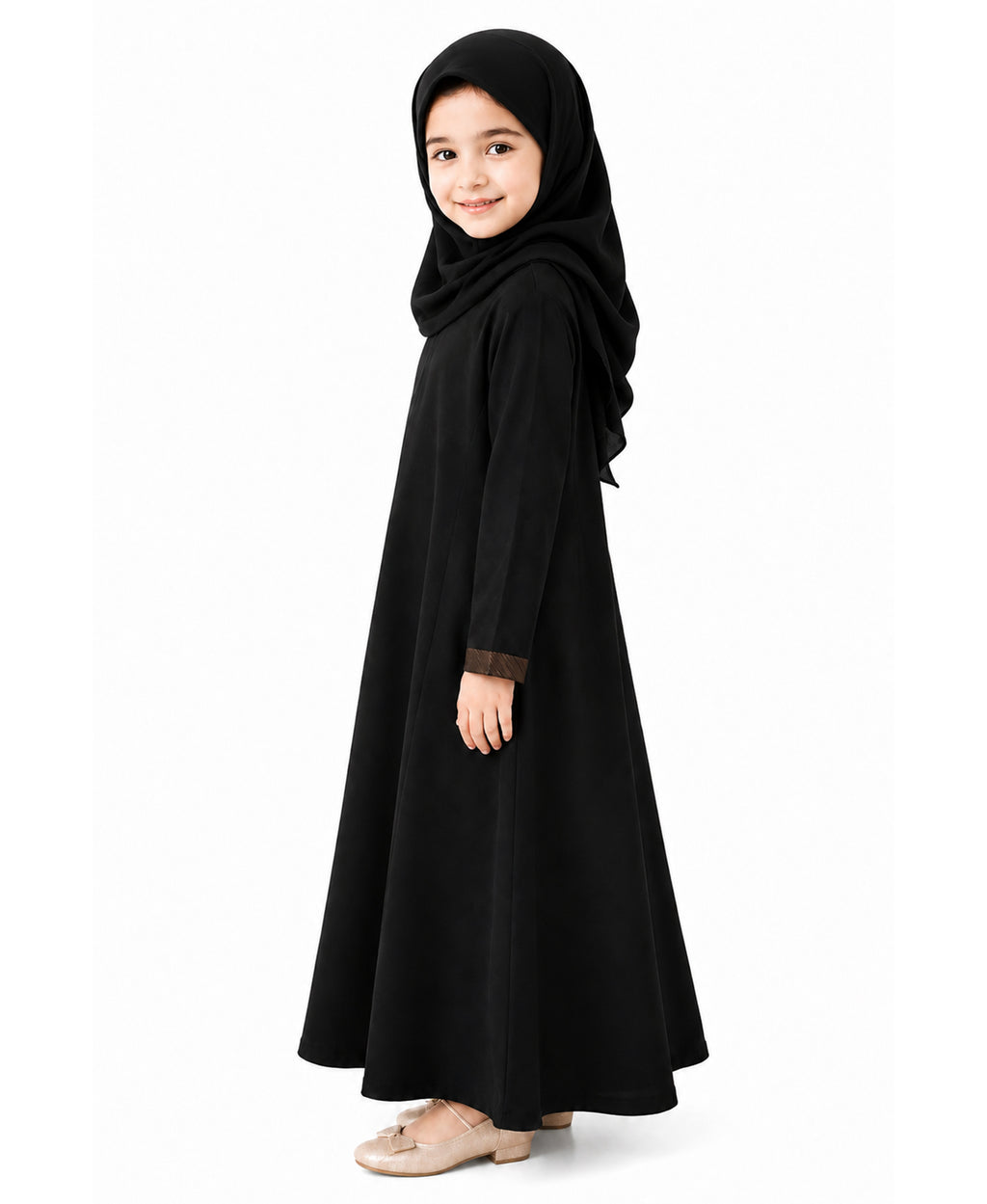 Mehar Kids Uniform Black Abaya| Modest Islamic Wear| Assorted Sleeve cuff design
