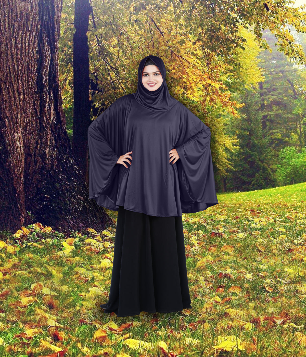 Women's Stylish Soft Rich Polyester Fabric Hanana Sleeve Hijab F Size