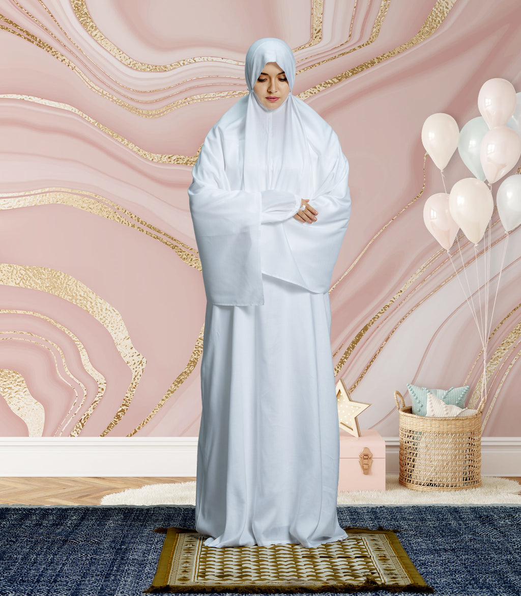 Mehar Namaz dress for Muslim Women's pure cotton White Islamic Prayer Dress