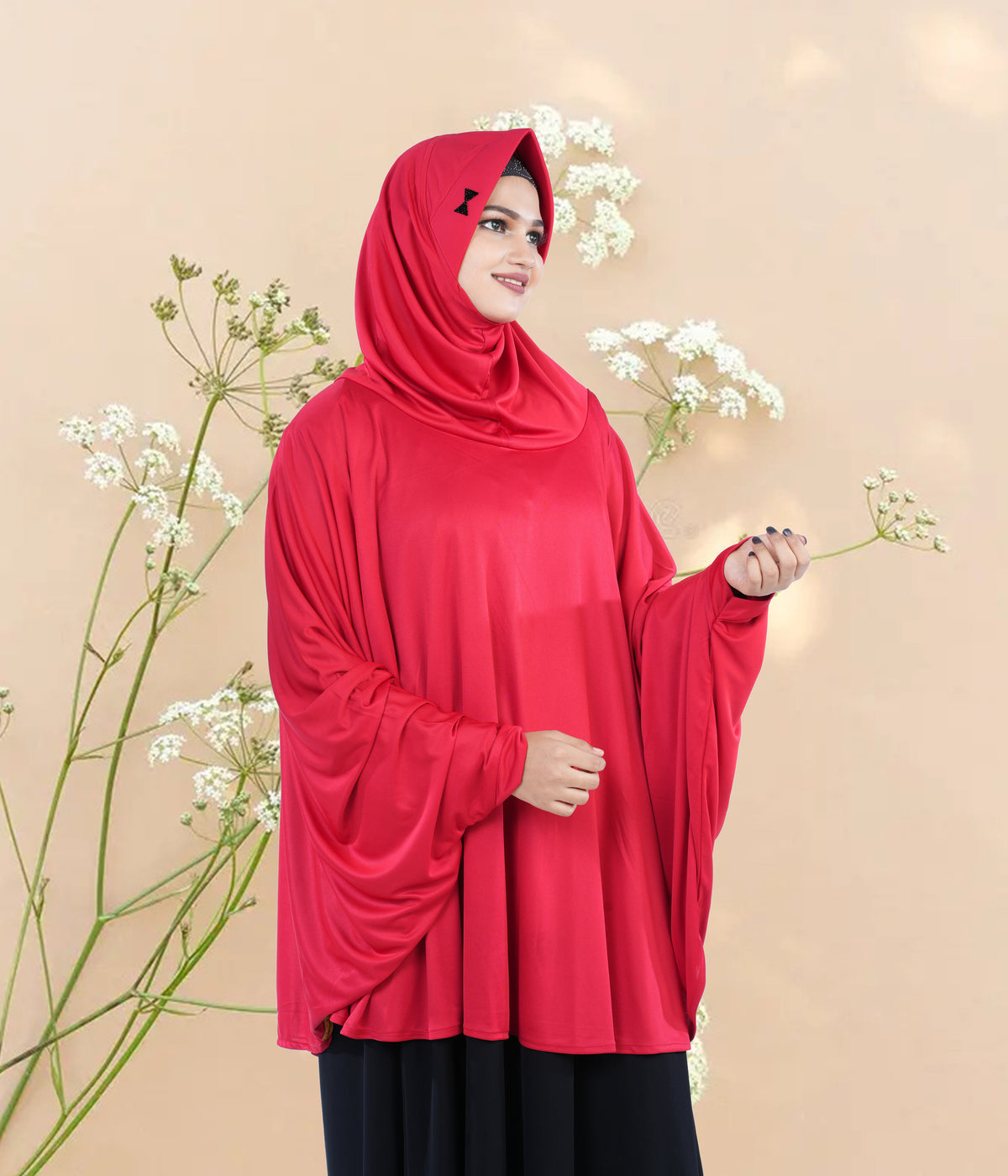 Women's Stylish Soft Rich Polyester Fabric Hanana Sleeve Hijab F Size