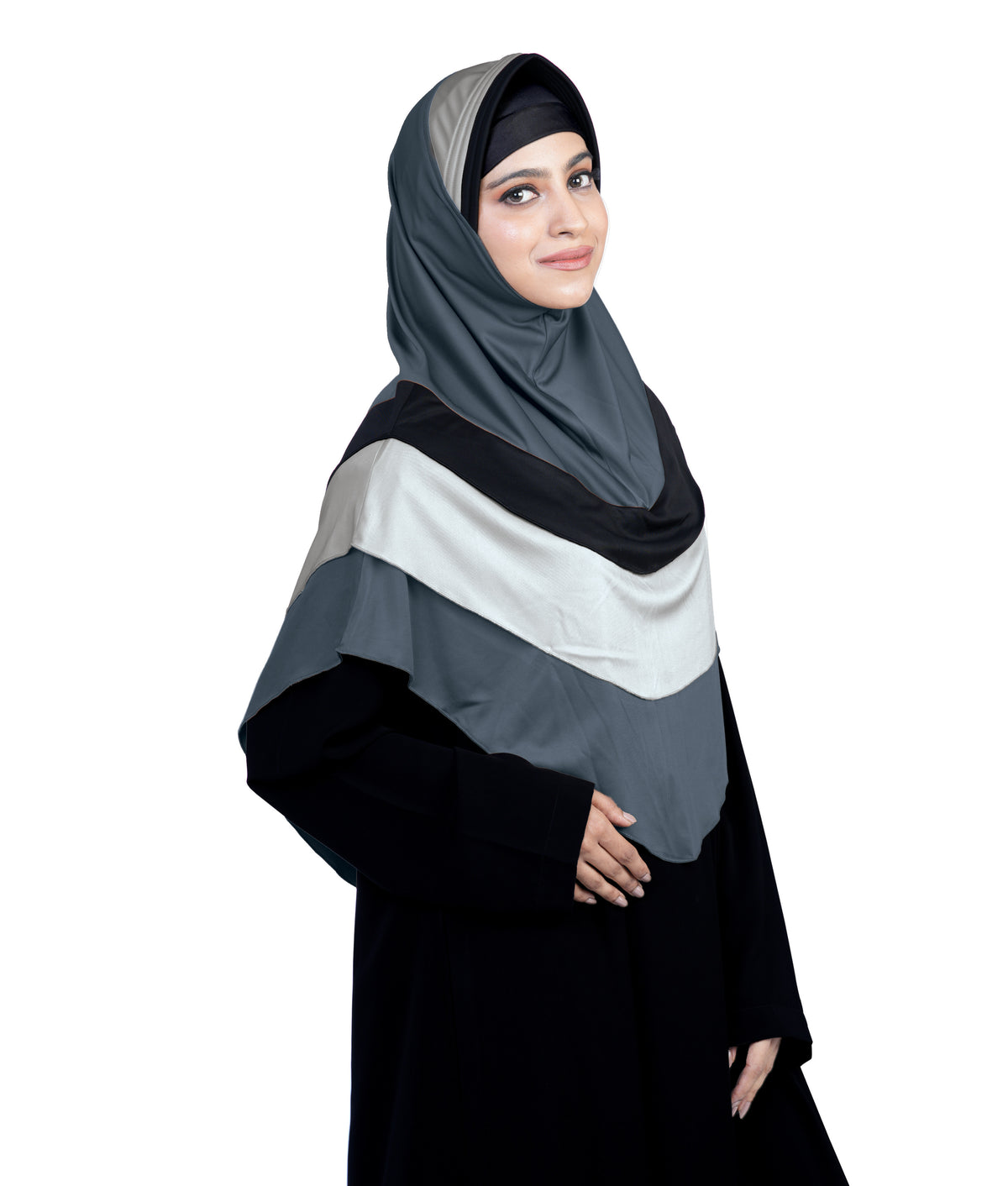 Dilsha Tri-Color Layered Hijab Elegant Modest Wear Soft Fabric Hijab