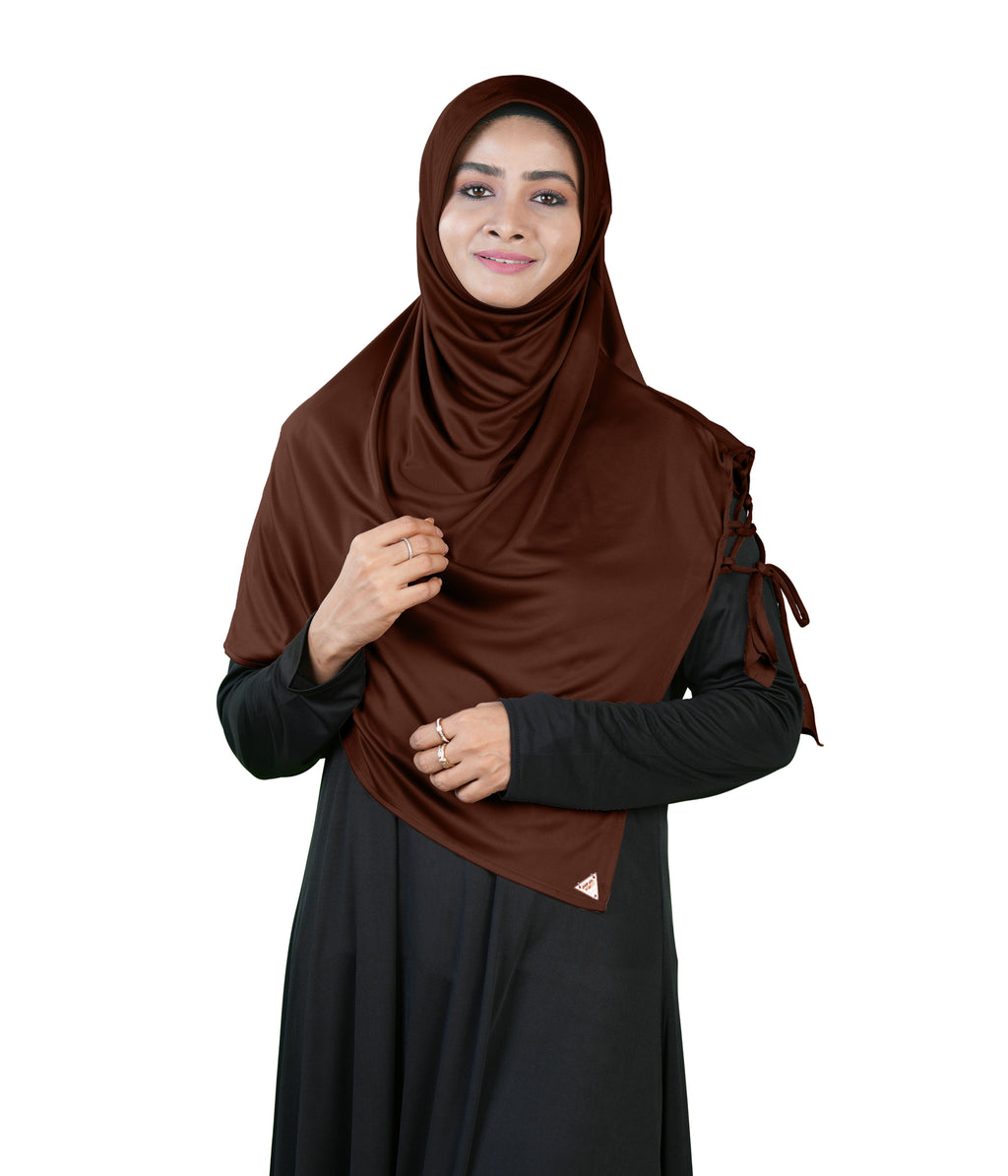Mehar Famya Elegant Modest Hijab with Lace-Up Shoulder