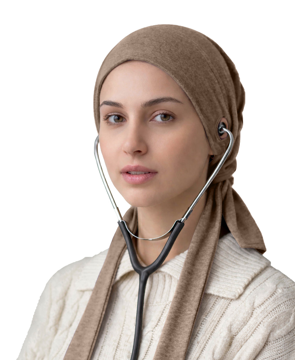 Dr. Ayesha Volume Tail Cap,Stretch Hijab with Stethoscope Ear Hole.Breathable