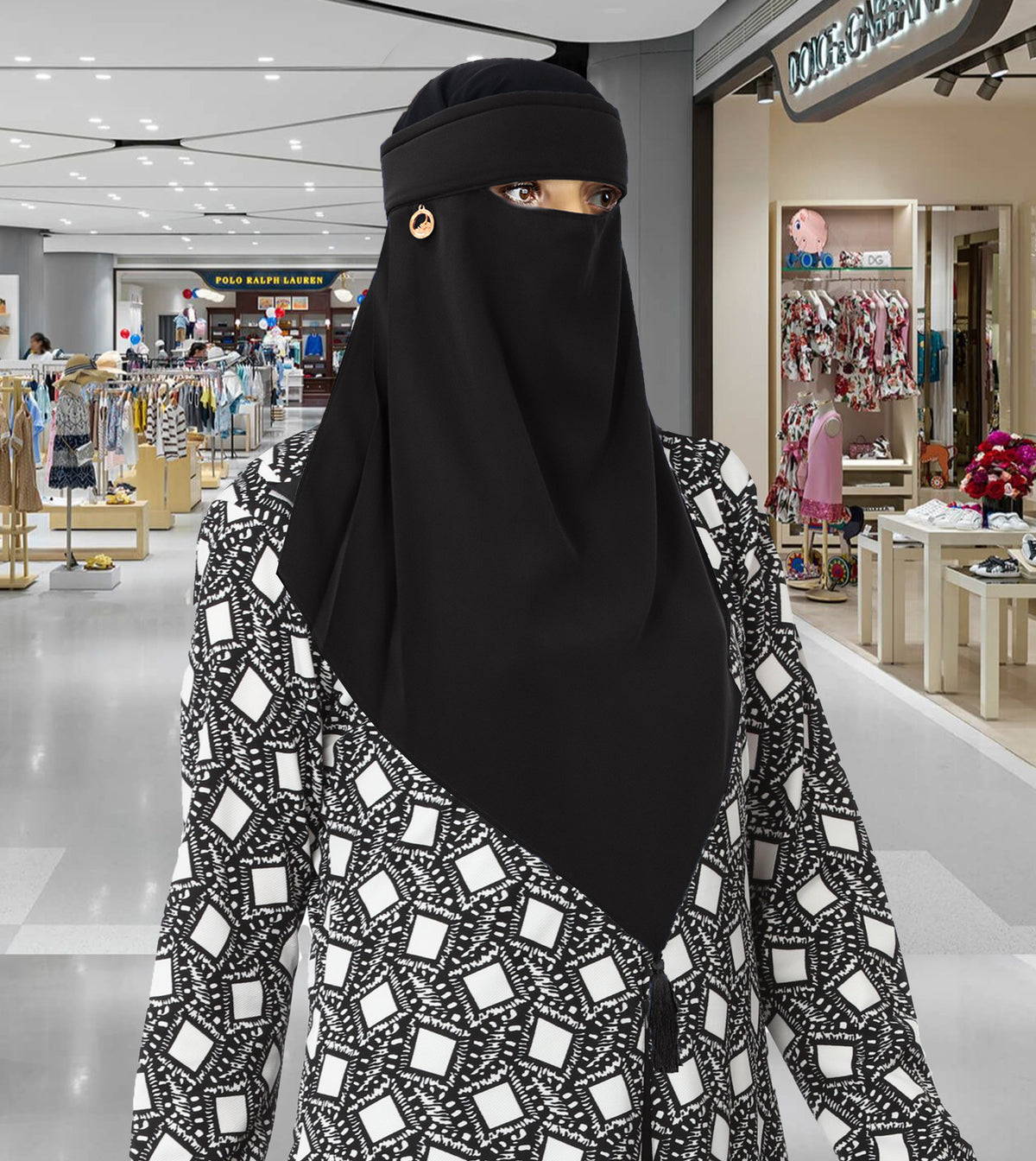 Muslim Modest Women's Sana Single Layer Niqab-Face Veil/Nosepiece