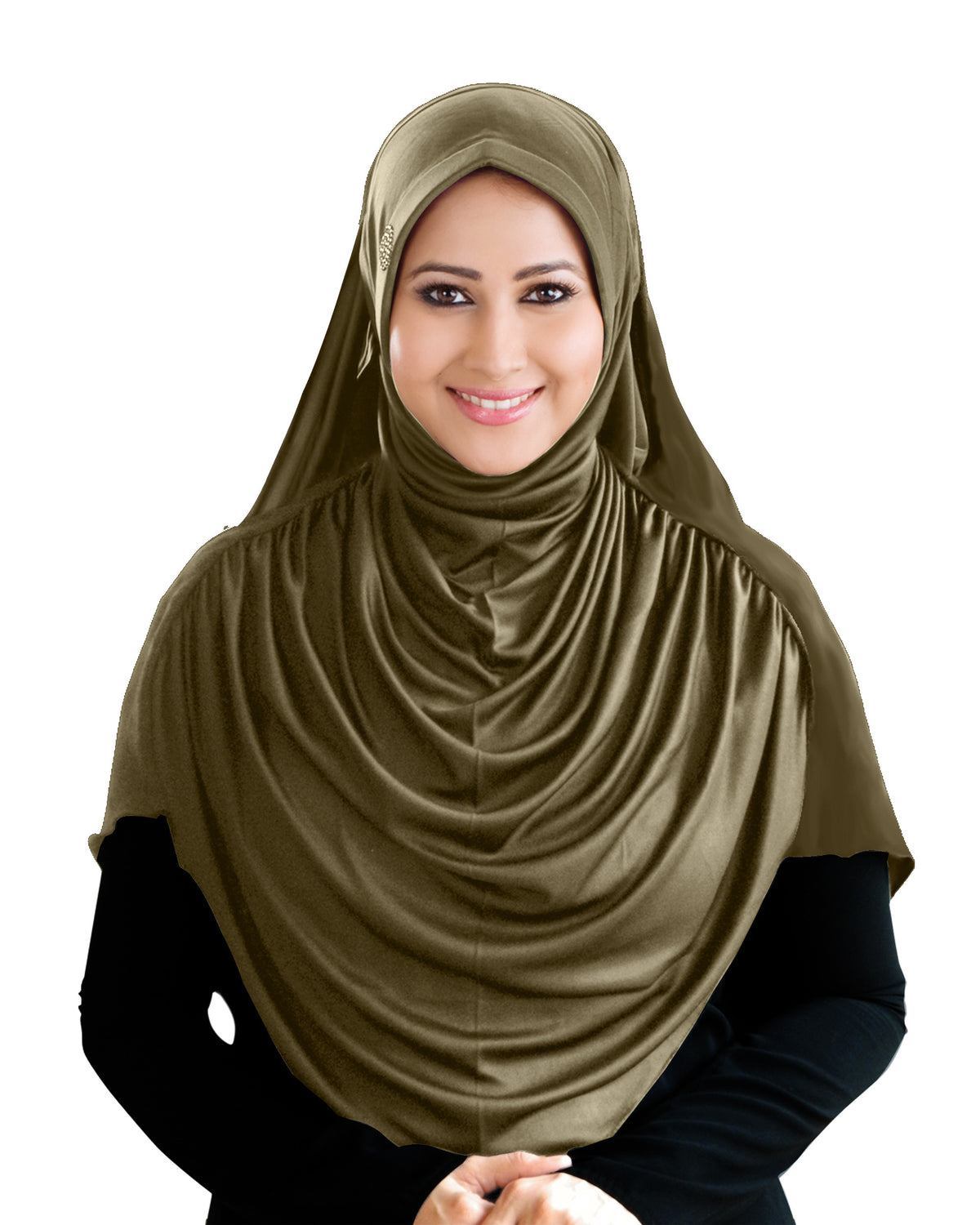 Modest Women's Fleeted Stylish Feel Good Fabric FAEEZAH Hijab Olive