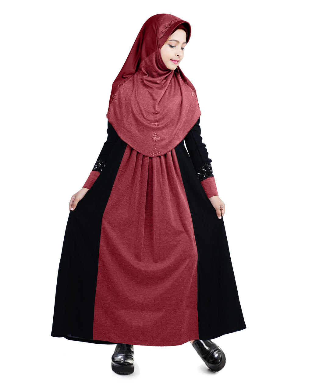 Mehar Hijab Girls's Stylish Look Dual fabric Raima Girls Abaya