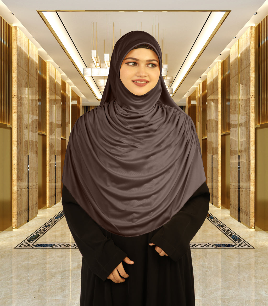 Modest Women's Fleeted Stylish Feel Good Fabric FAEEZAH Hijab Formal Grey