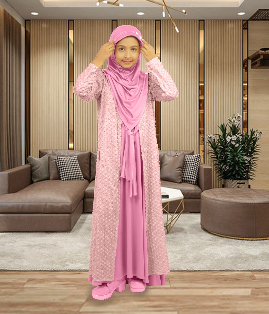 Mehar Hijab's Girls's 3 - Ps Abaya Set Elegant Look Fara Little Abaya