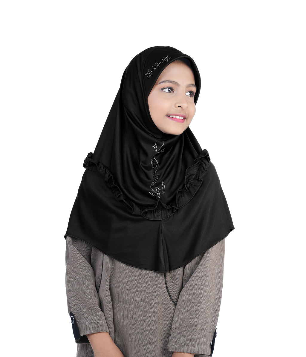 Mehar Little Nidha Hijab for Girls – Embellished with Embroidery & a