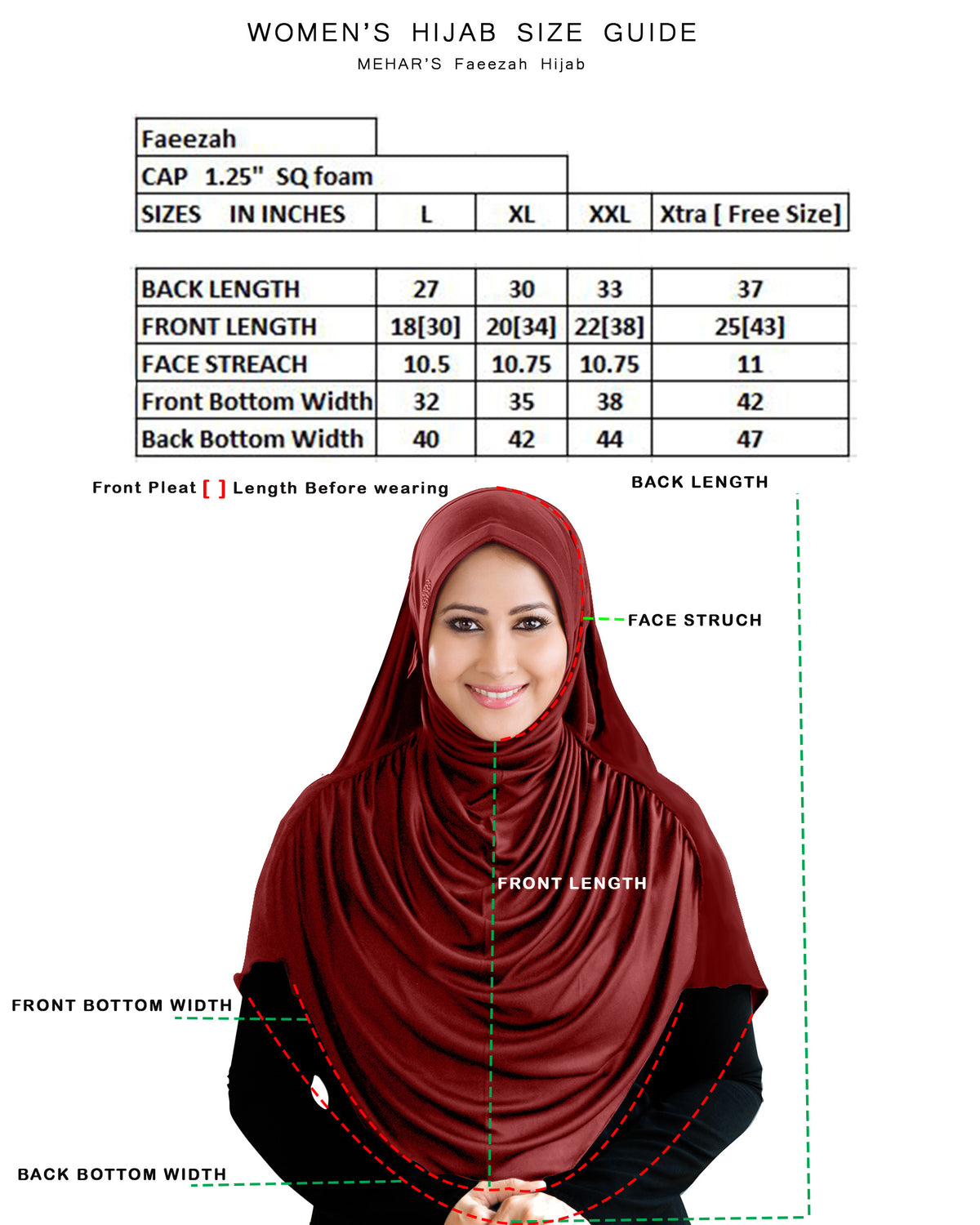 Modest Women's Fleeted Stylish Feel Good Fabric FAEEZAH Hijab Dark Maroon