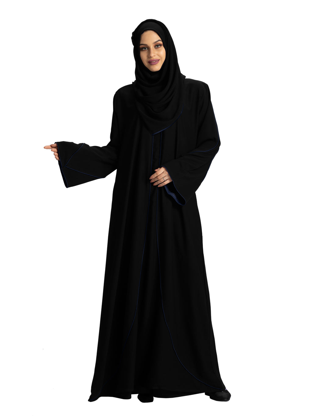 Women's Stylish Designer Aain Abaya Black - Red