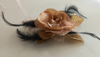 Women's Brooches red sand color with Black feathers for enhance your style.