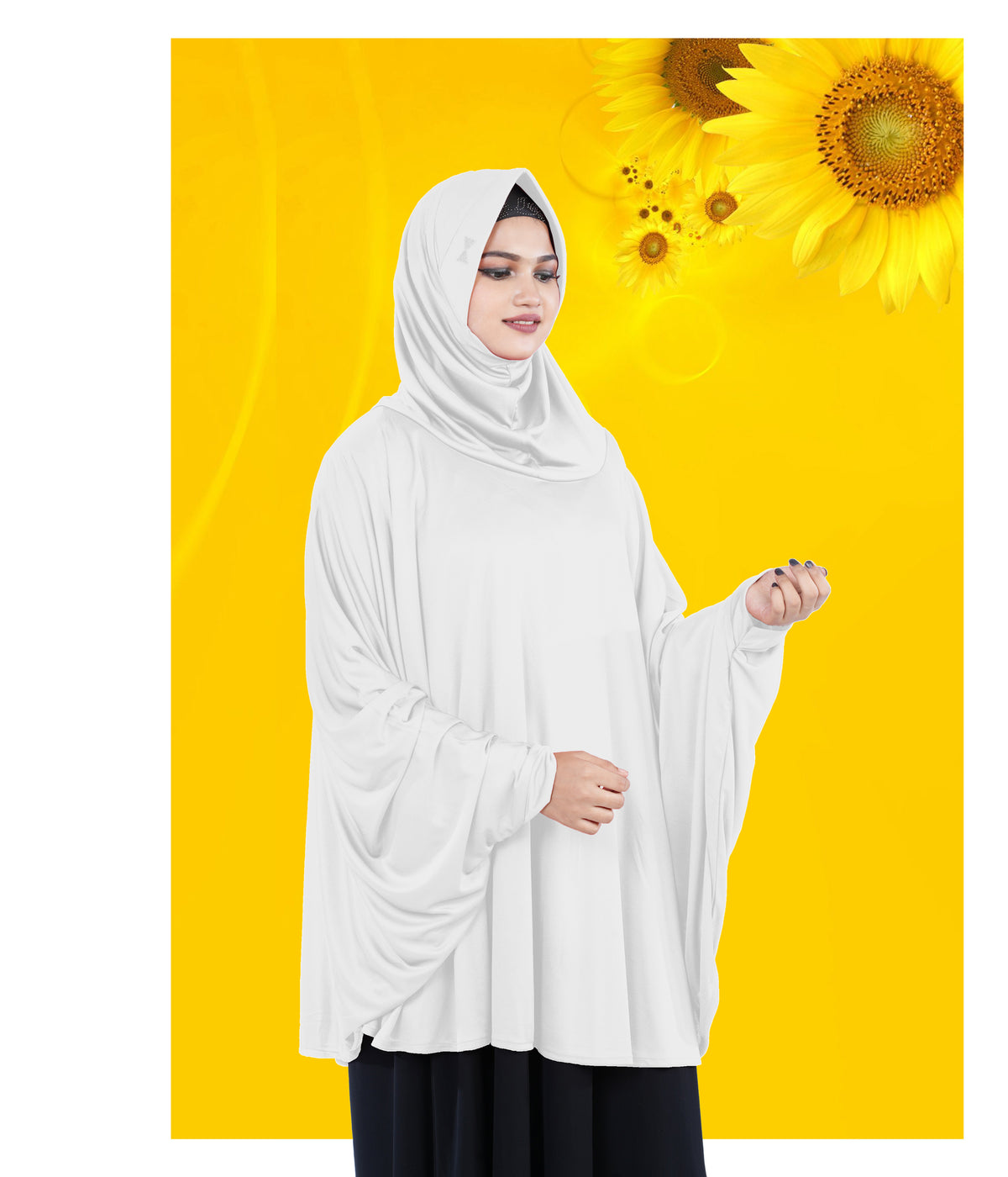 Women's Stylish Soft Rich Polyester Fabric Hanana Sleeve Hijab F Size