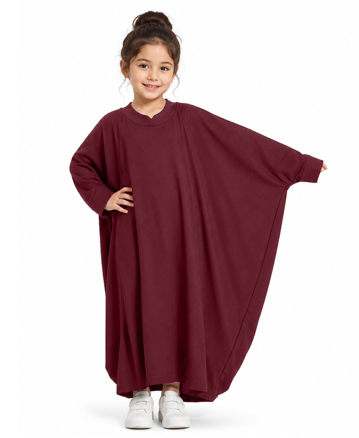Little Mehariya Kids Lycra Abaya for Girls – Modest Batwing Sleeve Dress
