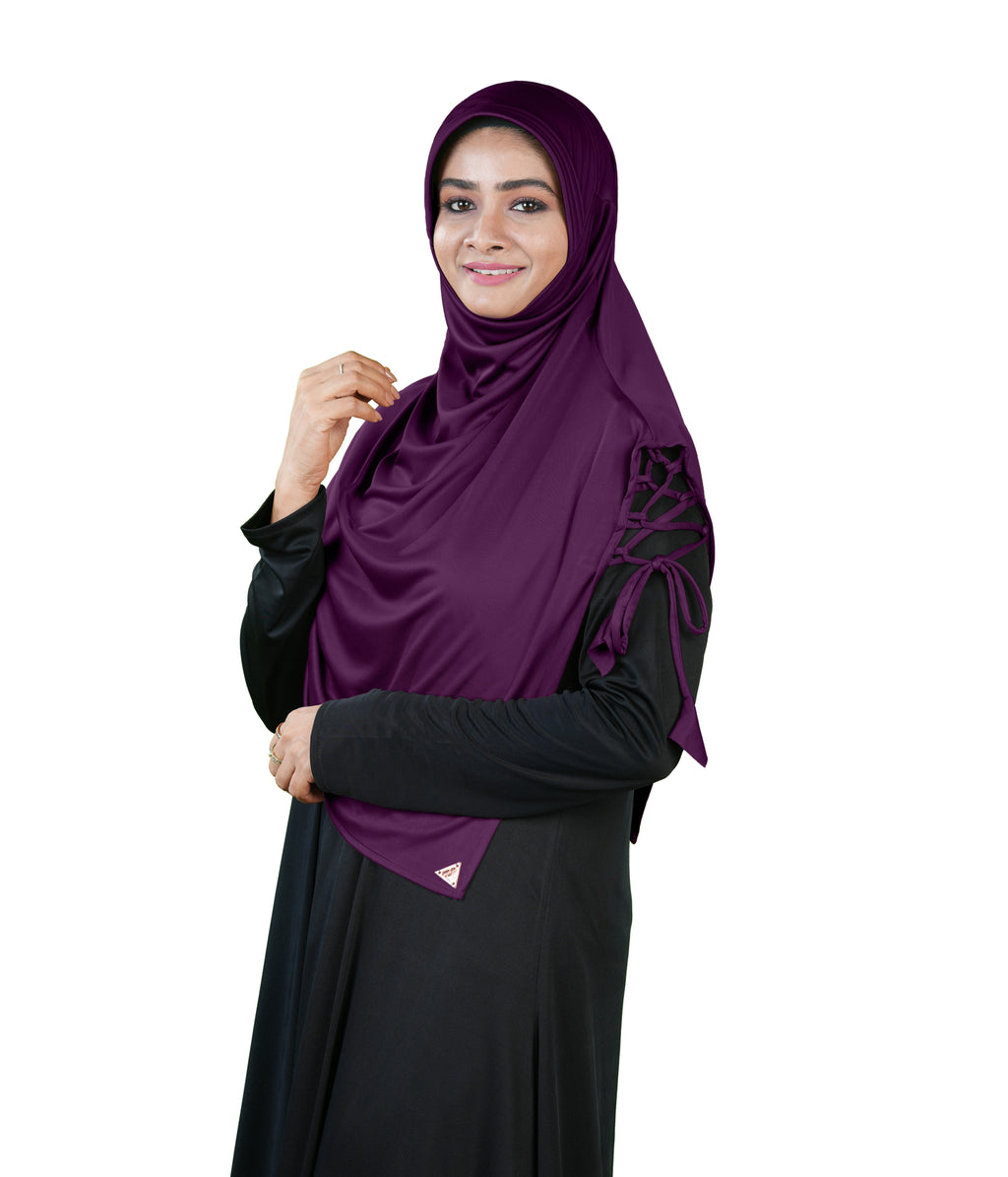 Mehar Famya Elegant Modest Hijab with Lace-Up Shoulder