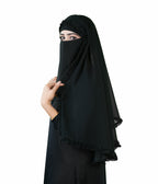 Zeba Sultana Premium Black Niqab with Delicate Frill Border Detailing – Elegant
