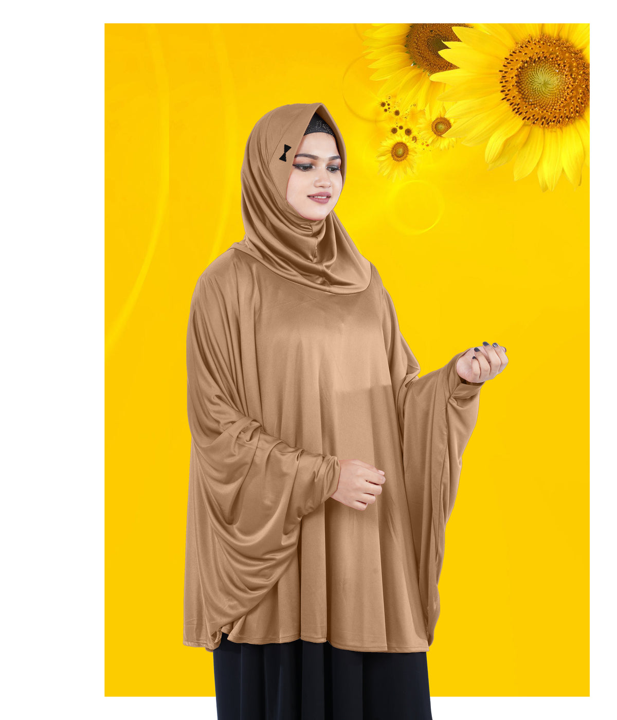 Women's Stylish Soft Rich Polyester Fabric Hanana Sleeve Hijab F Size
