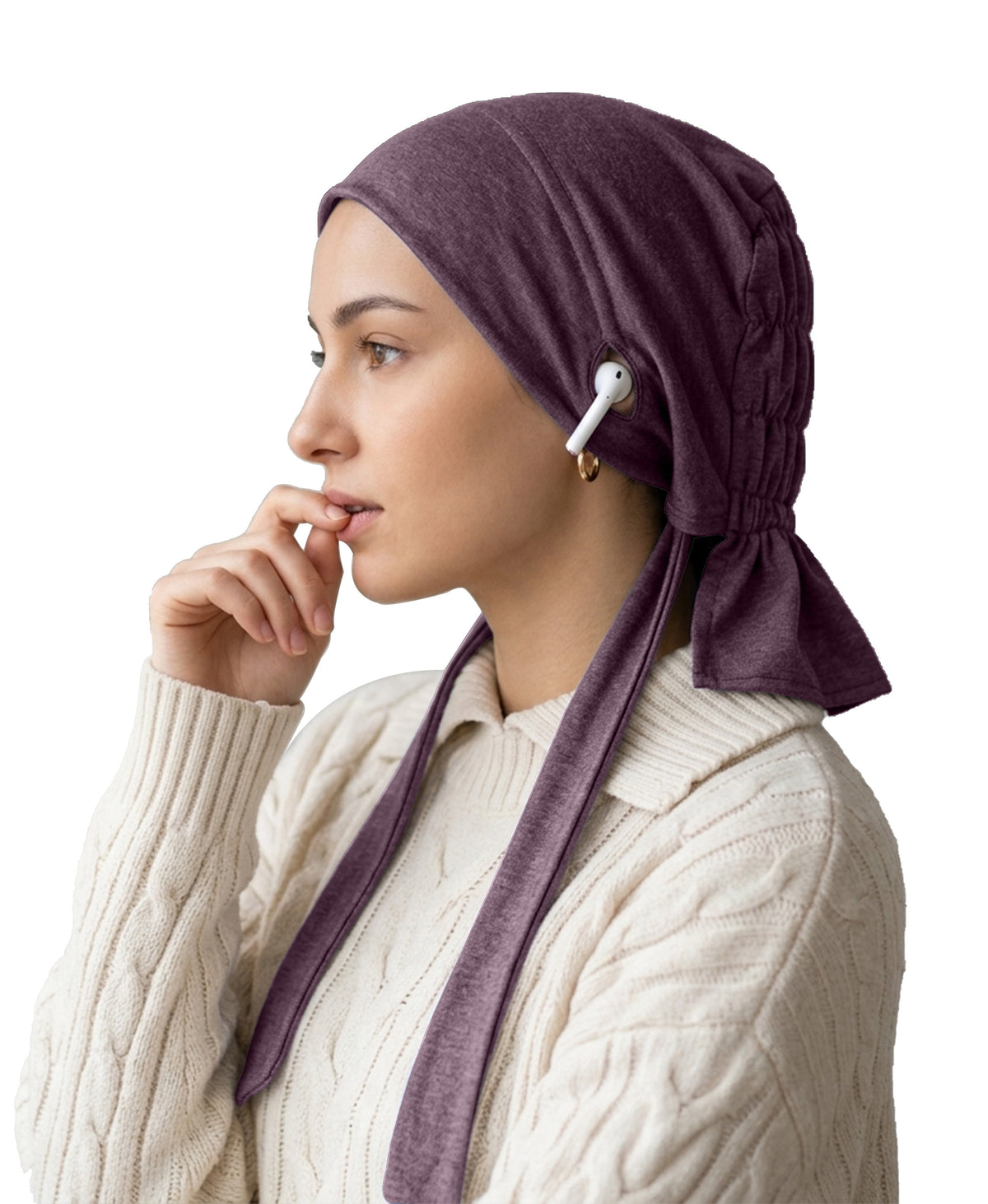 Dr. Ayesha Volume Tail Cap,Stretch Hijab with Stethoscope Ear Hole.Breat