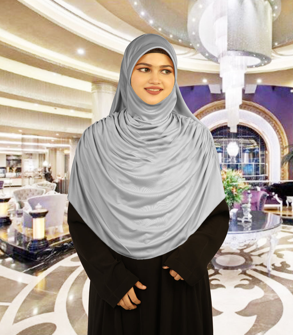 Modest Women's Fleeted Stylish Feel Good Fabric FAEEZAH Hijab Silver