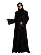 Women's Stylish Designer Aain Abaya Black - Red
