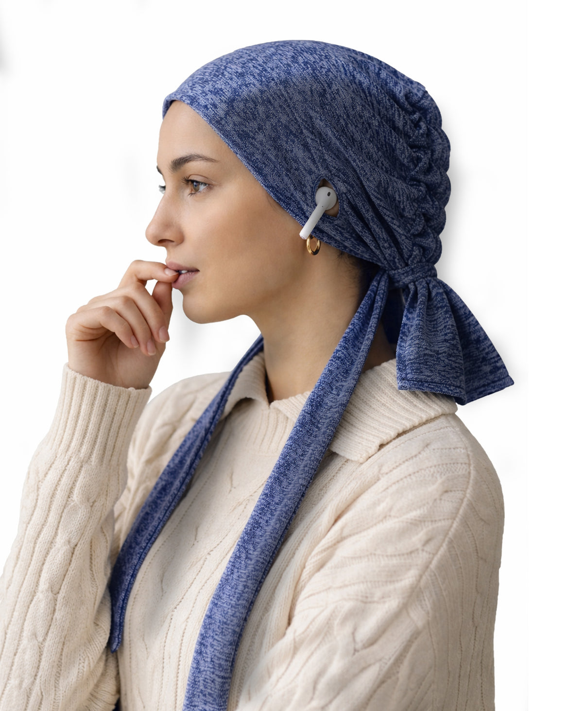 Dr. Ayesha Volume Tail Cap,Stretch Hijab with Stethoscope Ear Hole.Breathable
