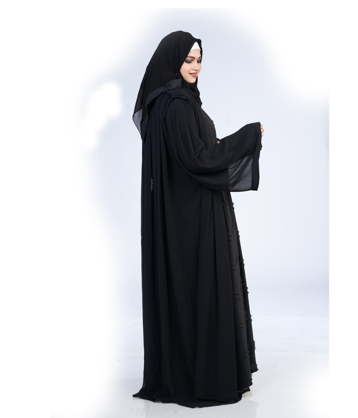 Mehar Stylish Premium Zaina Over coat Abaya 3 Pice set