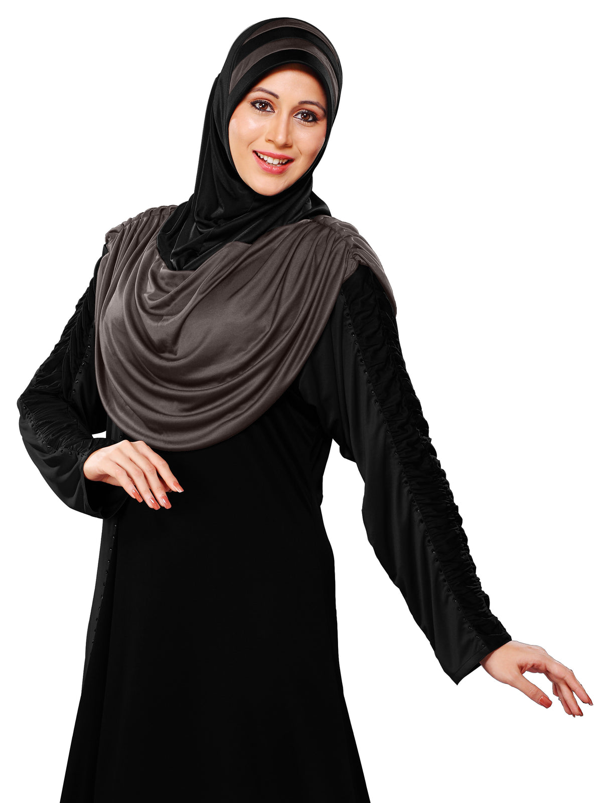 WOMEN'S STYLISH DUAL TONE AFEEFA HIJAB BLACK AND GREY