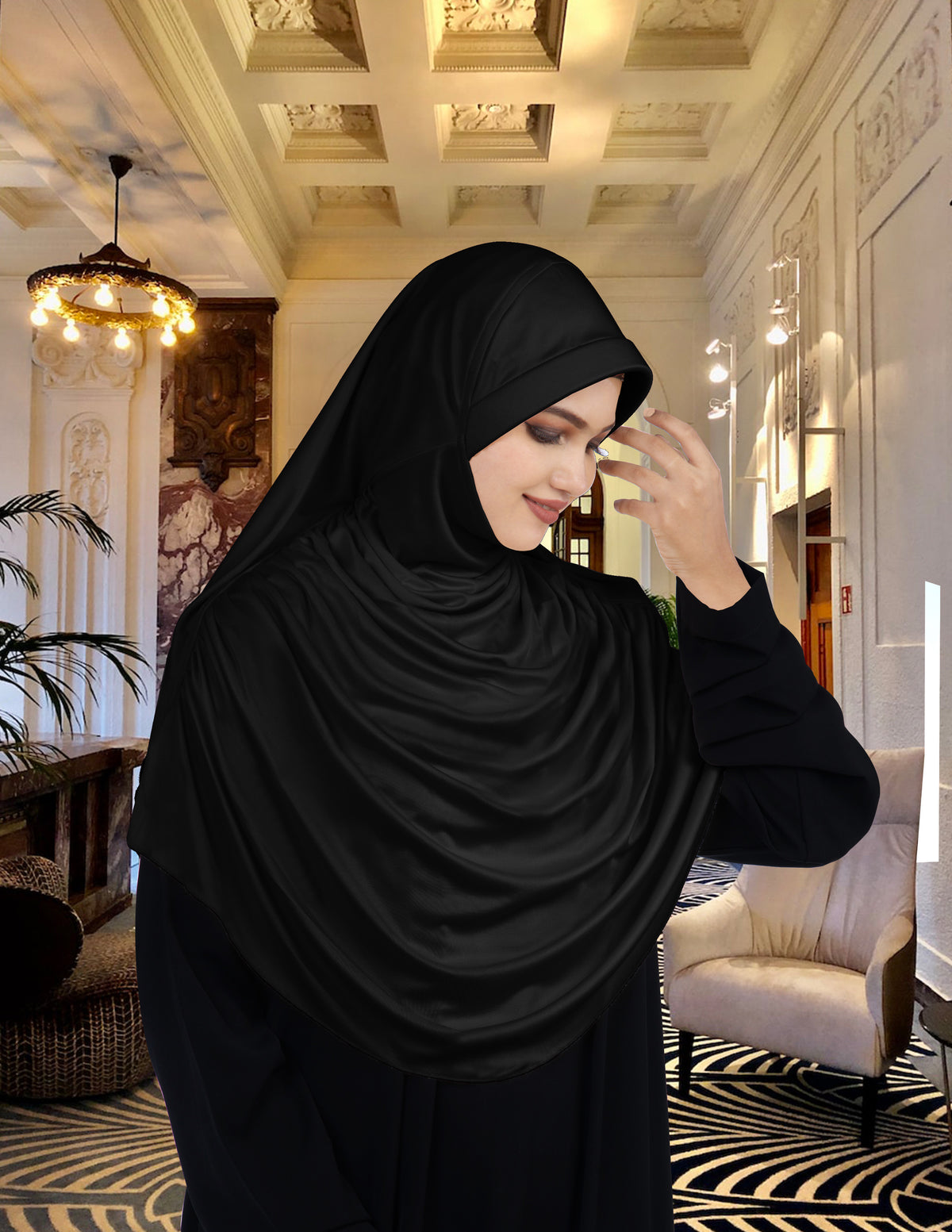 Modest Women's Designed Fleeted Stylish Feel Good Fabric FAEEZAH BLACK HIJAB