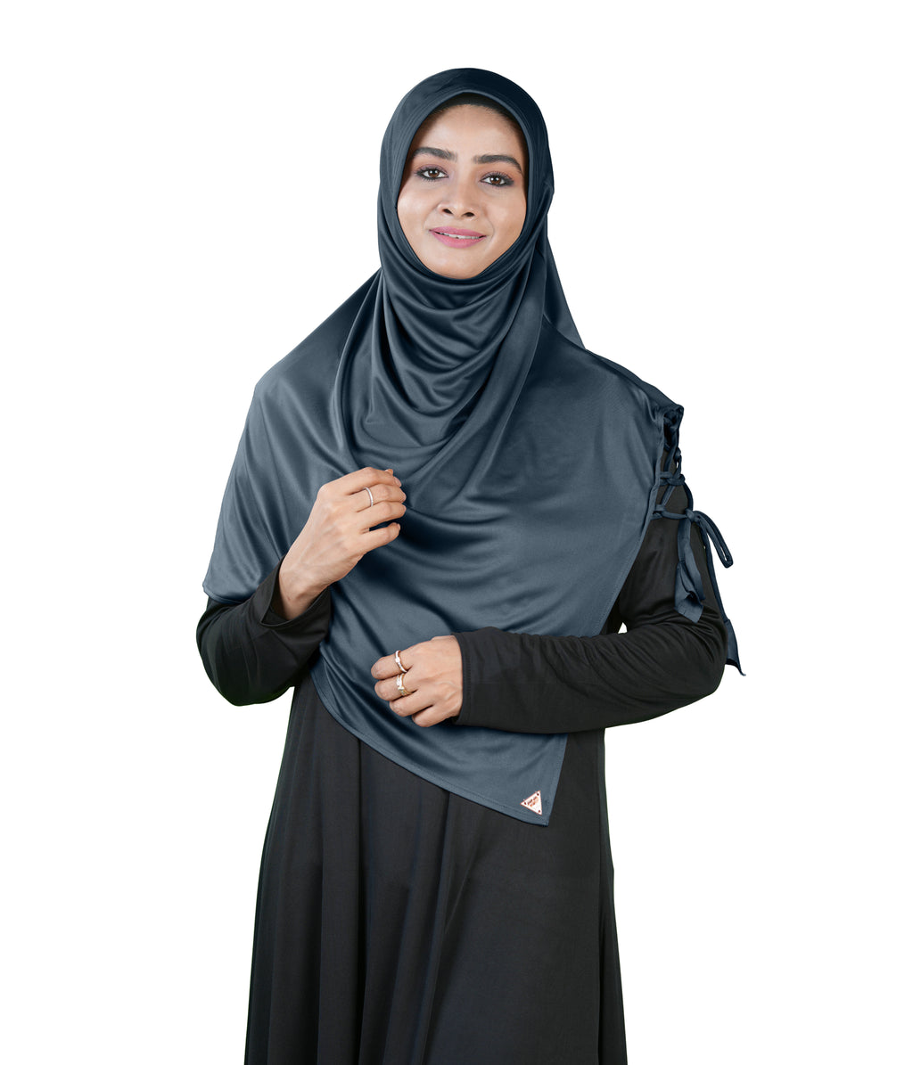 Mehar Famya Elegant Modest Hijab with Lace-Up Shoulder