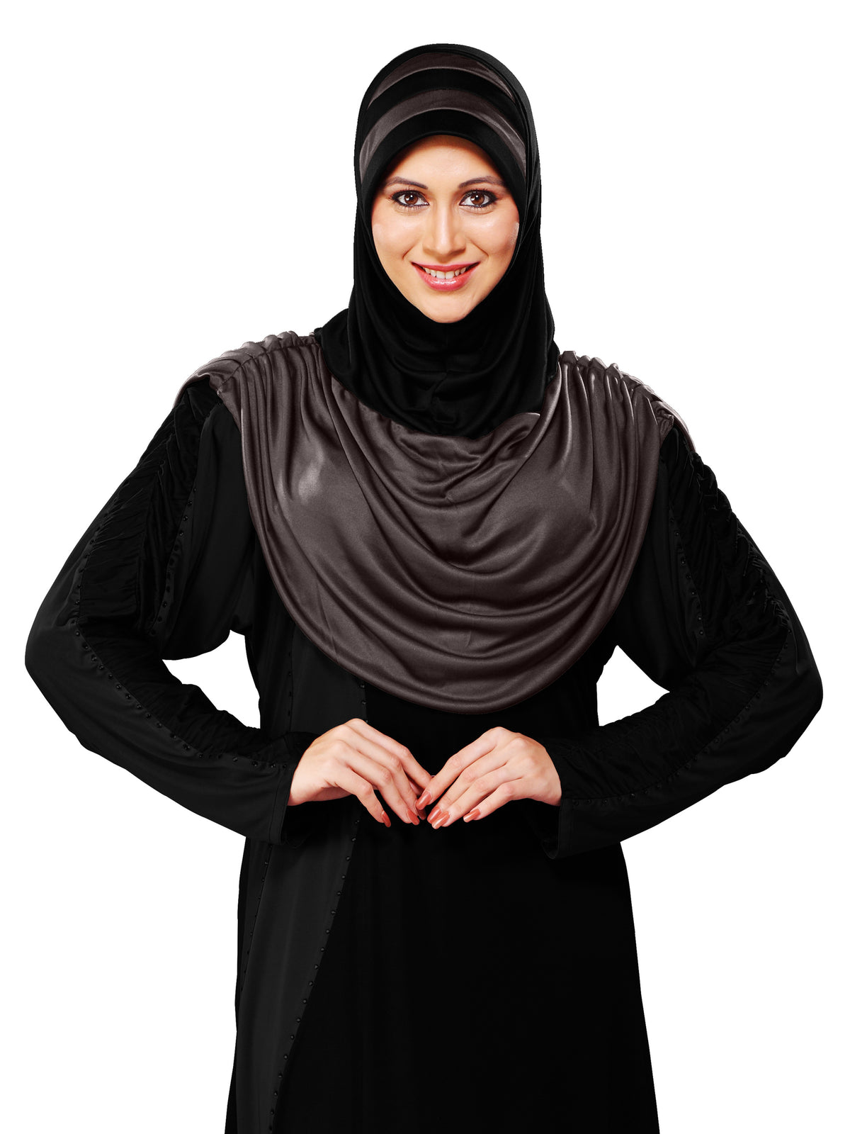 WOMEN'S STYLISH DUAL TONE AFEEFA HIJAB BLACK AND GREY