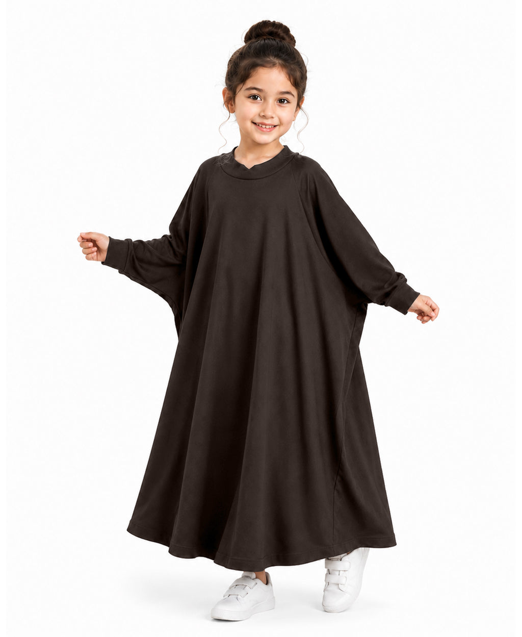 Little Mehariya Kids Lycra Abaya for Girls – Modest Batwing Sleeve Dress