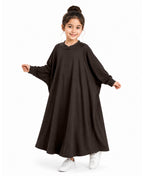 Little Mehariya Kids Lycra Abaya for Girls – Modest Batwing Sleeve Dress