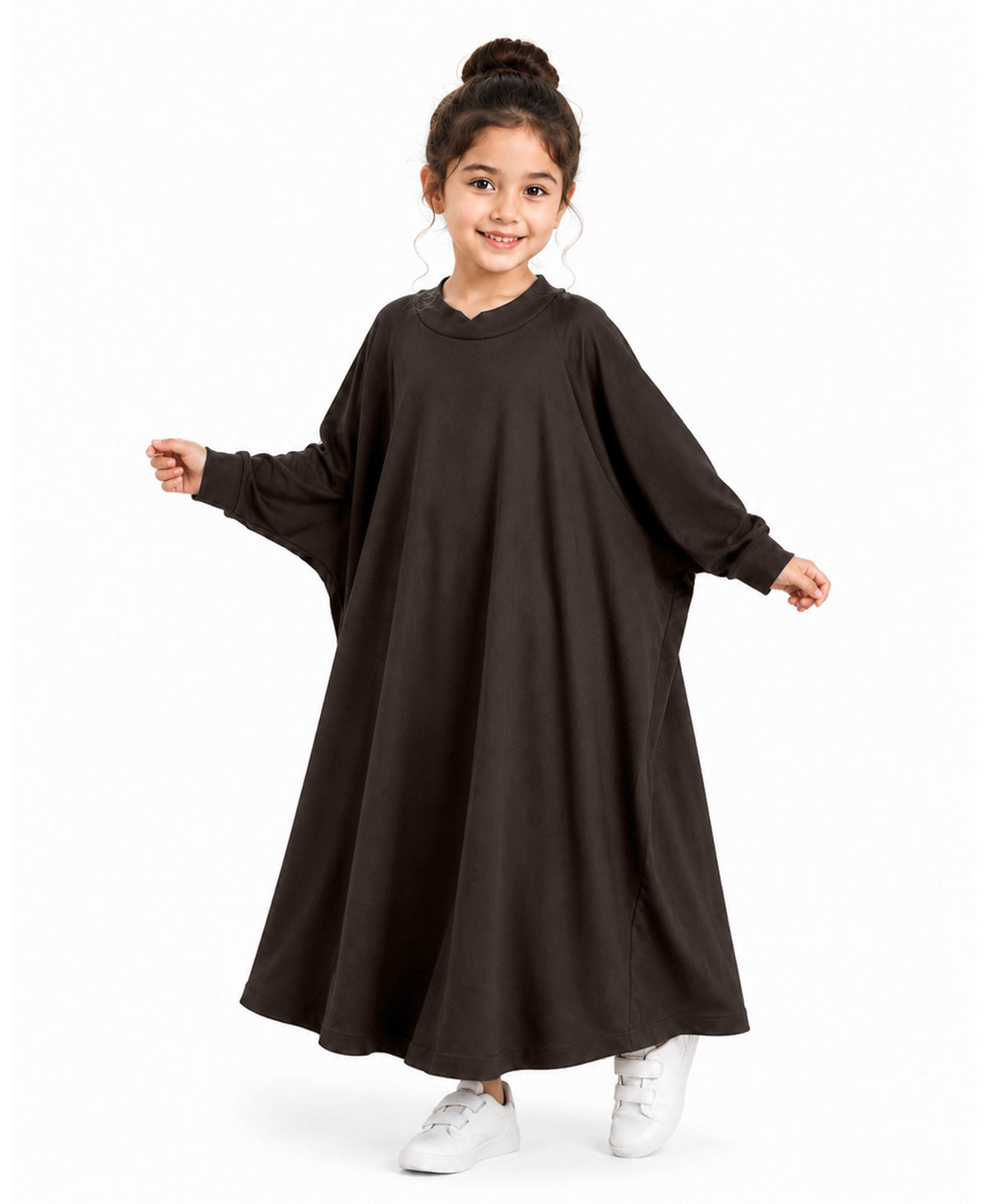 Little Mehariya Kids Lycra Abaya for Girls – Modest Batwing Sleeve Dress