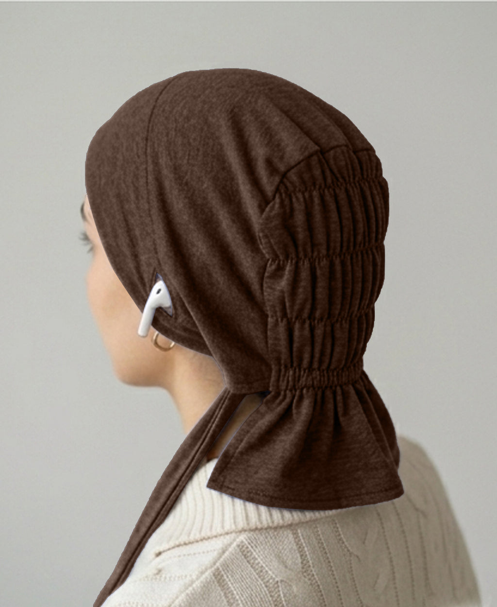 Dr. Ayesha Volume Tail Cap,Stretch Hijab with Stethoscope Ear Hole.Breat