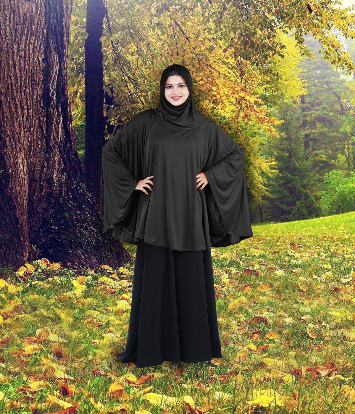 Women's Stylish Soft Rich Polyester Fabric Hanana Sleeve Hijab F Size