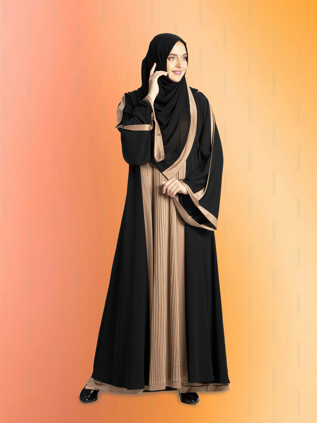 MEHAR HIJAB Shanamara Abaya for Women - Crepe, Two-Layer