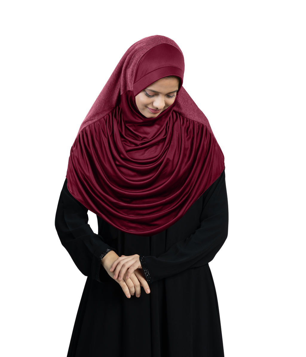 Mehar Faeezah DD Hijab – Dual-Drape Two-Tone Layered Hijab for Modest