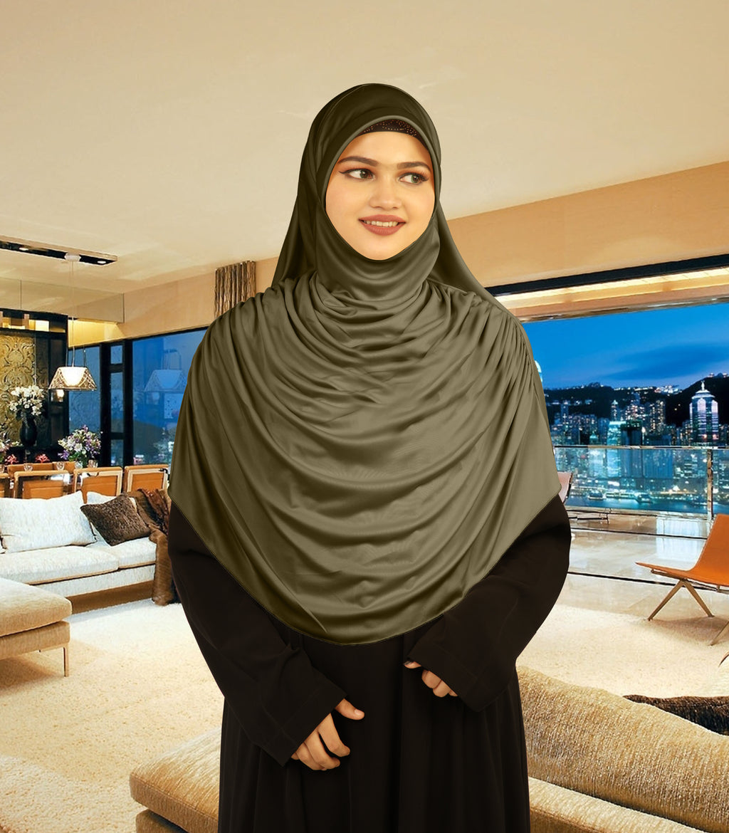 Modest Women's Fleeted Stylish Feel Good Fabric FAEEZAH Hijab Olive