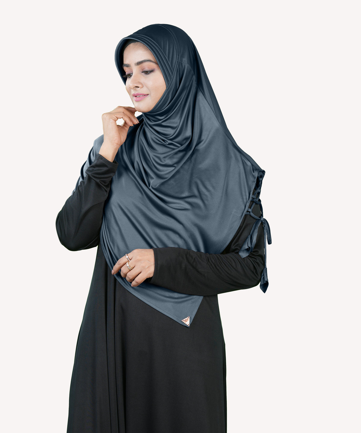 Mehar Famya Elegant Modest Hijab with Lace-Up Shoulder