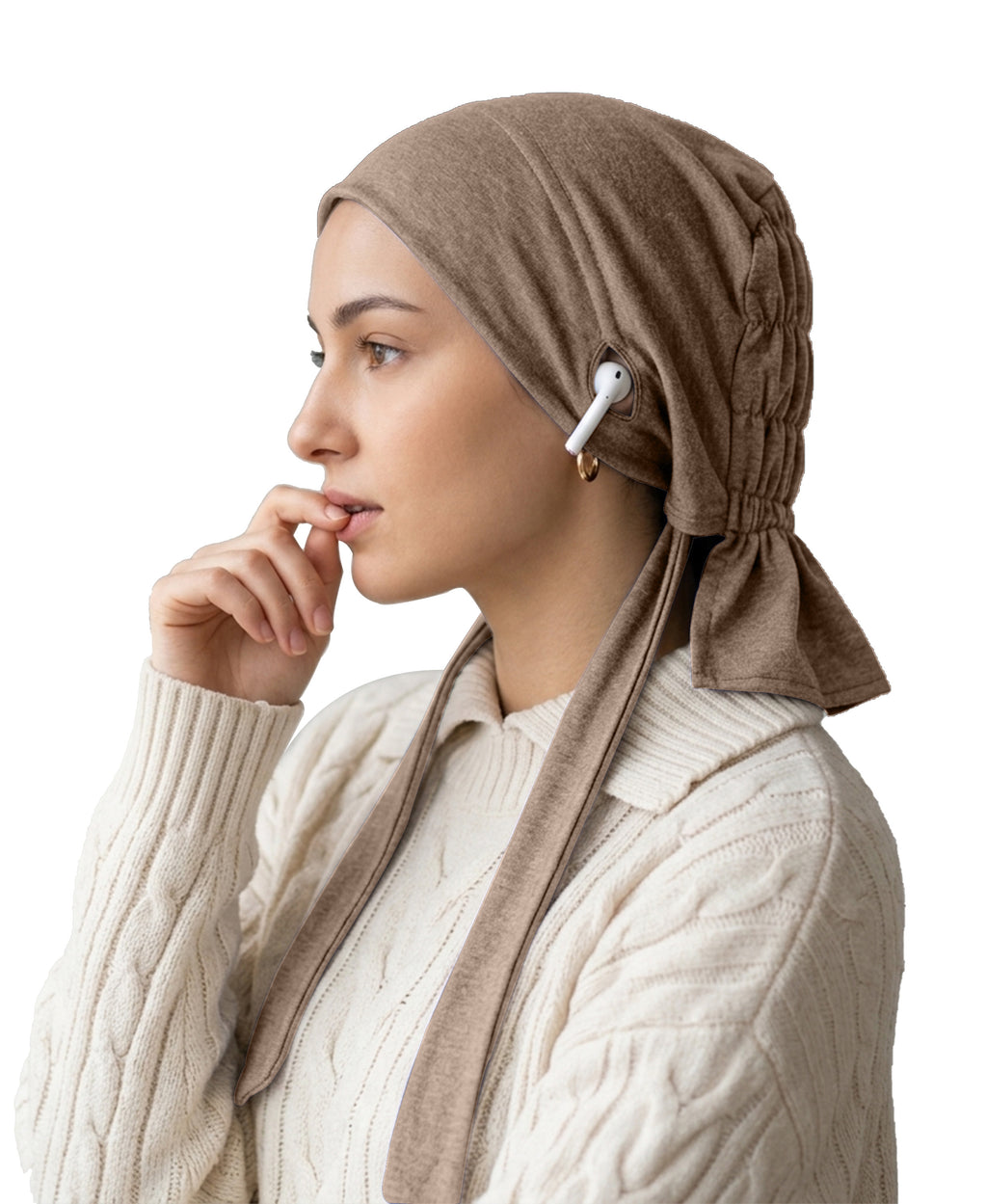 Dr. Ayesha Volume Tail Cap,Stretch Hijab with Stethoscope Ear Hole.Breathable