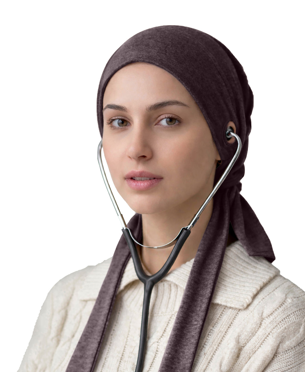 Dr. Ayesha Volume Tail Cap,Stretch Hijab with Stethoscope Ear Hole.Breat