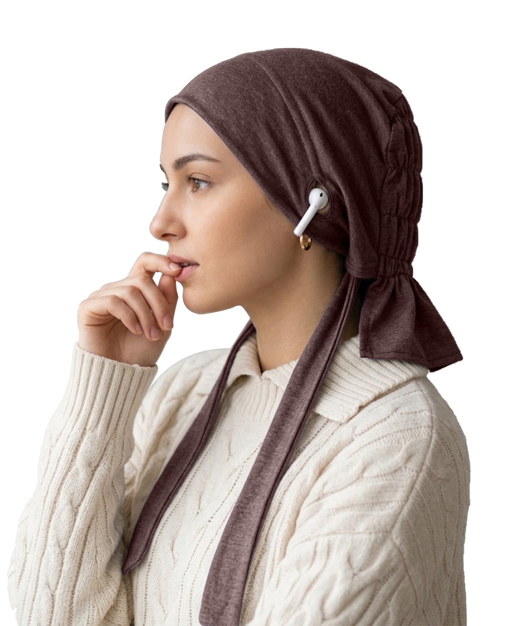 Dr. Ayesha Volume Tail Cap,Stretch Hijab with Stethoscope Ear Hole.Breathable