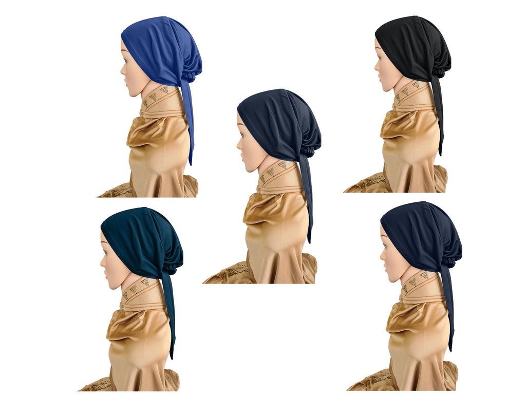 Mehar Malka T Cap – Tail Hijab Underscarf with Adjustable Back Tie | Pack of 5